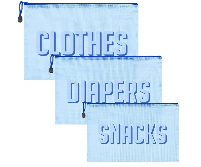 3pcs Hospital Bag Organizing Pouches for Labor and Delivery, Maternity Essentials Diaper Bag Organizer for Mom Travel (Blue, Large)