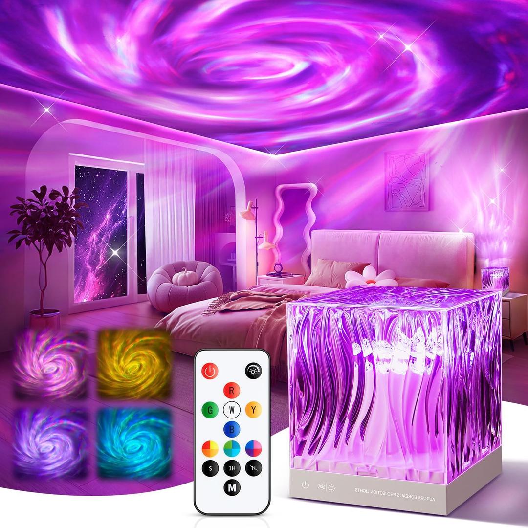 Galaxy Projector for Bedroom,18-Color Solar System Kids Night Light Projector for Bedroom,Remote Night Light for Kids Flower Lamp Tornado lamp Pink Lights,17 Year Old Girl Gift Ideas Purple Room Decor