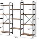 SUPERJARE Triple Bookshelf, Bookcase with 11 Open Display Shelves, Wide Book Shelf Book Case for Home & Office, 4 Tier, Brown, ABC009Z