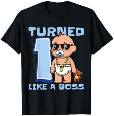 Baby 1st Birthday Boy Girl 1 Year Like a Boss Kids Boss T-Shirt, M