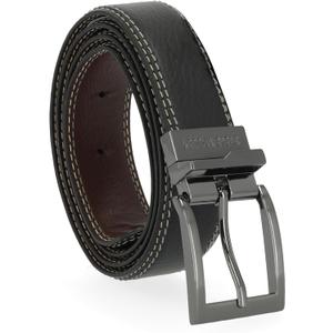 Steve Madden Men's Reversible Men's Dress Casual Every Day Leather Belt (38, Black/Brown (Double Stitch))