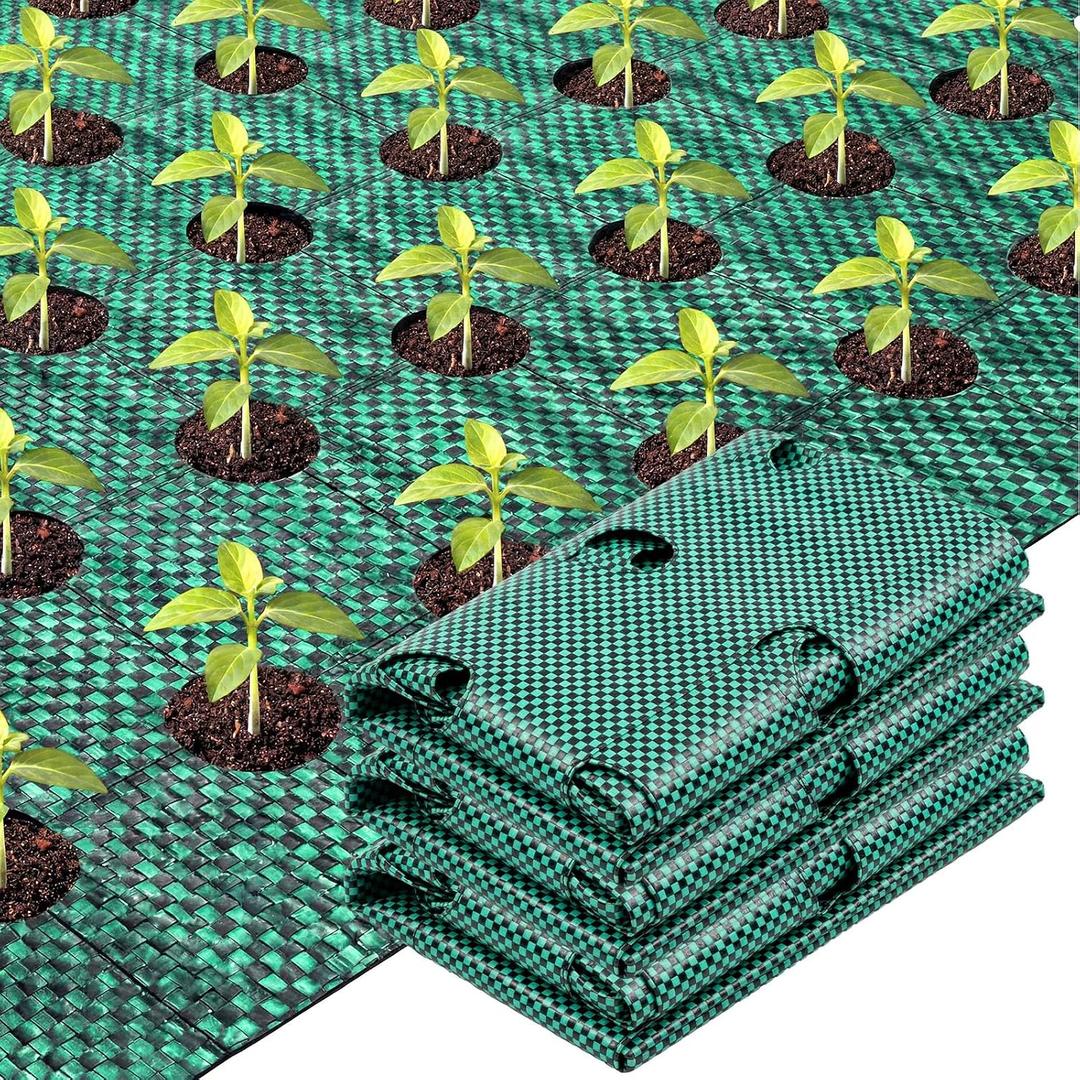 78 x 6.5 ft Garden Weed Barrier Landscape Fabric with Precut Planting Holes, Heavy Duty Weed Barrier Permeability Gardening Ground Cover Mat for Outdoor Greenhouse, Vegetable Beds, Green