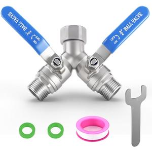 304 Stainless Steel Garden Hose Splitter 2 Way Heavy Duty, Full Flow Hose Y Splitter with Long Handle,Lead-free Y Valve Water Garden Hose Adapter,3/4" GHT Threads