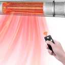Wall-Mounted Patio Heater for Outdoor Use Electric Infrared Heaters 1500w with 3 Level,Waterproof Space Garage Heater, 3s Heating Remote Control, Silver