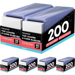 1200 Card Sleeves Top Loaders for Cards, 3" x 4" Hard Plastic Toploaders, Baseball Card Protectors, Trading Card Holder for Football Sports Cards (600 Toploaders + 600 Penny Sleeves)