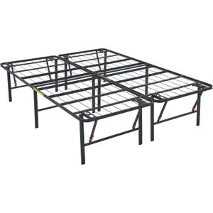 Amazon Basics Bed Frame with Storage, Foldable Metal Platform, Sturdy Steel, No Box Spring Needed, 18 Inches High, Tool-Free Setup, King Size, Black
