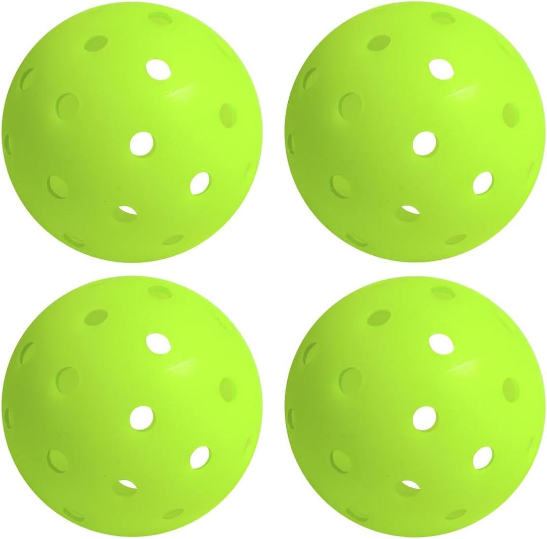 Pickleballs 4 Pack Indoor Outdoor Balls, 74mm 40-Hole Design for Consistent Play, Durable TPE Material by Rotomolding Process