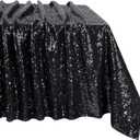 MoKoHouse Black Tablecloth Rectangle 60" x 102" Glitter Table Cloth Sequin Fabric for Halloween Party Wedding Ceremony Cake Dessert Table Decorations