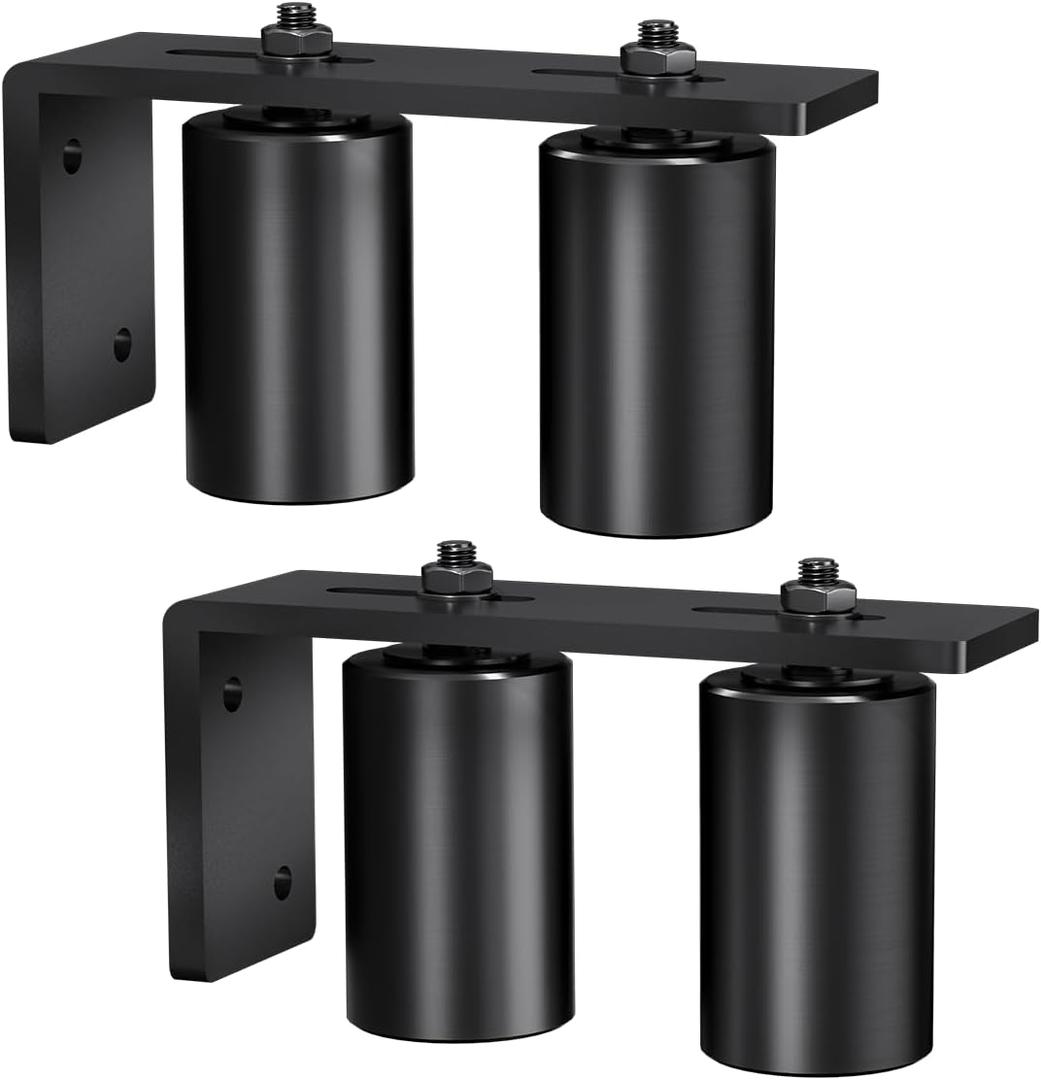 Sdstone Slide Gate Guide Roller 3" Black with L Rear Post Bracket,Universal Adjustable Sliding Gate Rollers,Heavy Duty Sliding gate kit for Sliding Gates and Rolling Doors(2 Pack)