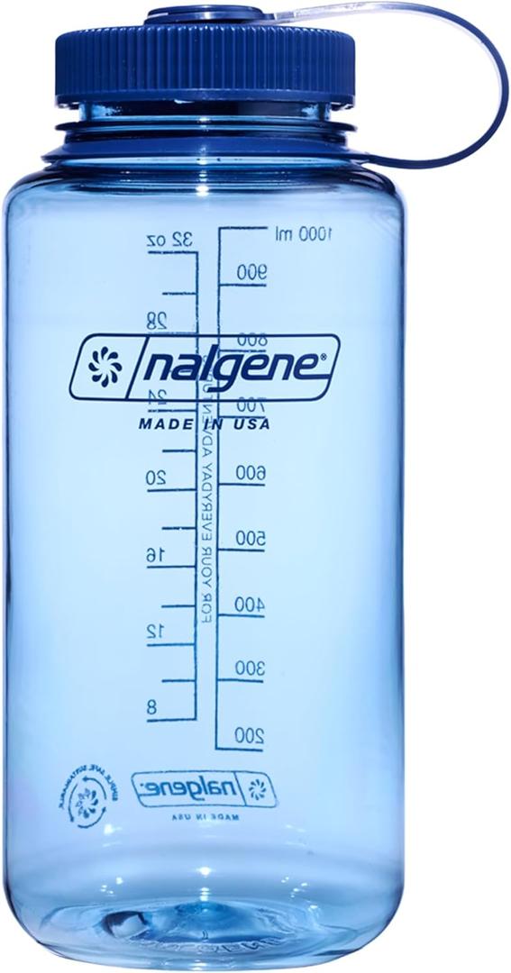 Nalgene 32 oz Wide Mouth Water Bottle | BPA-Free, Durable & Leak Proof, Lightweight Bottle for Hiking & Gym, Work & Travel (Baby Blue)