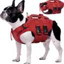 Kuoser Dog Life Jacket High Flotation, Reflective Dogs Life Vest for Swimming Boating, Adjustable Small Medium Large Dog lifejacket, Lightweight Dogs Life Preserver Rescue Handle Spring Summer Pool XS