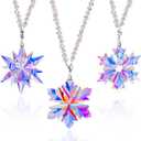 3 Pcs Crystal Star Snowflake Ornaments Colorful Snow Pendant Christmas Haning Decor for Christmas Tree Window Sun Catcher Home Decor (Multiple Colors)