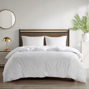 Sleep Philosophy Duvet Cover Queen Size Waterproof Comforter Protector for All Seasons, 3M Scotchgard Moisture Wicking Treatment Duvet Protector with Zipper Flap White