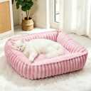 Orthopedic Large Dog Bed Calming Pet Sofa Bed 36''x28'' Pink