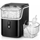 Antarctic Star Nugget Ice Makers Countertop, Pebble Ice Machine with Chewable Pellet Ice, 35Lbs/24H, Self-Cleaning, Sonic Ice, One-Click Operation, for Kitchen,Office Stainless Steel Black