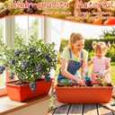 8 Pack 24 Inches Plastic Flower Window Box Planters with Water Absorbing Net Drainage Holes & Visible Water Level Window, Rectangular Vegetable Flower Pots for Indoor Outdoor Garden(Red)