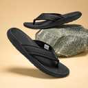 Flip Flop Thong Athletic Summer Sport Sandals with Arch Support Outdoor Summer Beach (8.5, Black)