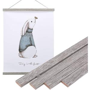 Artmag Magnetic Poster Hanger Frame, 26x38 26x37 26x20 Light Wood Wooden Magnet Canvas Artwork Print Poster Hangers Frames Hanging Kit (Grey, 26")