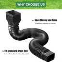 2 Pack Rain Gutter Downspout Extensions Flexible,Down Spout Extender Diverter Extendable from 21 to 68 in,Screws for Included,Black