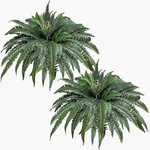 48" Large Artificial Ferns for Outdoors & Indoors, 2 Packs Fake Ferns, 67 Fronds Realistic Faux Fern for Porch Windowsill Garden Home and Office Decor, Planter or Hanging, UV Resistant
