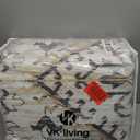 Washable Area Rug 9'x12' Beige Blue Boho Chic Medallion Distressed Design Non-Shedding Easy Care Ideal for High Traffic Areas in Living Room Bedroom Office Coffee Table Large Carpet