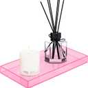 ROYALITA Acrylic Tray Bathroom Tray for Countertop, Guest Towel Holder Tray for Napkin Perfume Jewelry Makeup, Vanity Trays for Soap Dispenser, Aromatherapy, Cup & Candle, Pink