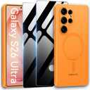 for Samsung Galaxy S26 Ultra Magnetic Case with 2 Privacy Screen Protector [Compatible with MagSafe],Ultra-Thin Shockproof Protective Phone Case for Galaxy S26 Ultra,Orange