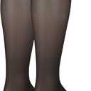 NuVein Sheer Compression Stockings for Women, 8-15 mmHg Support, Light Denier, Knee High, Closed Toe, Black, 2X-Large