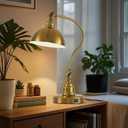 Vintage Gold Desk Lamp Decorative Table Lamp for Home Office Living Room Bedroom Desk Light, Rustic Industrial Farmhouse Antique Library Study Desk Lamp E26 LED Bulb Included