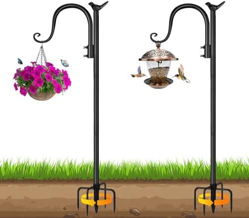 CL FUN Shepherds Hooks for Outdoor, 48 Inch 2 Pack Adjustable Bird Feeder Pole Heavy Duty Shepherd Hooks for Bird Feeder, Hanging Plant Baskets, Solar Lights, Lanterns, Wedding Decor