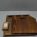 MyGift Office Desktop Document File Folder Rustic Burnt Brown Wood Binder Storage Organizer Rack with 3 Compartments and Chalkboard Labels