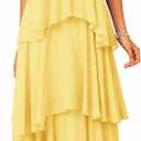 SOLY HUX Women's Sundresses Ruffle Layered Halter Flowy Maxi Dress Elegant Wedding Guest Dresses (Plain Yellow)