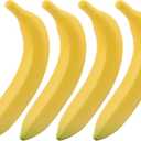 HONUTIGE Artificial Bananas Fake Banana Lifelike Simulation Yellow Bananas Fake Fruit Faux Fruit Props Home House Kitchen Decoration(4Pcs)