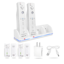4-in-1 Charging Station for Wii&Wii U Remote Controller,Charger with 4 Rechargeable Battery Packs (4 Port Charging Station+4 pcs 2800mAh Replacement Batteries+USB Cable),Remote Not Included