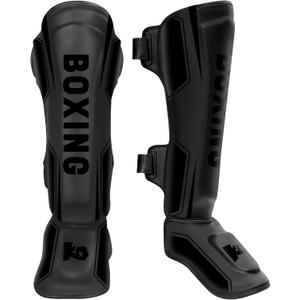 Kickboxing Shin Guards Muay Thai Shin Pads for Men, Women, Adjustable Leg Guards with Instep Protection Shinguards Martial Arts Training Equipment for MMA Training and Sparring (Large)
