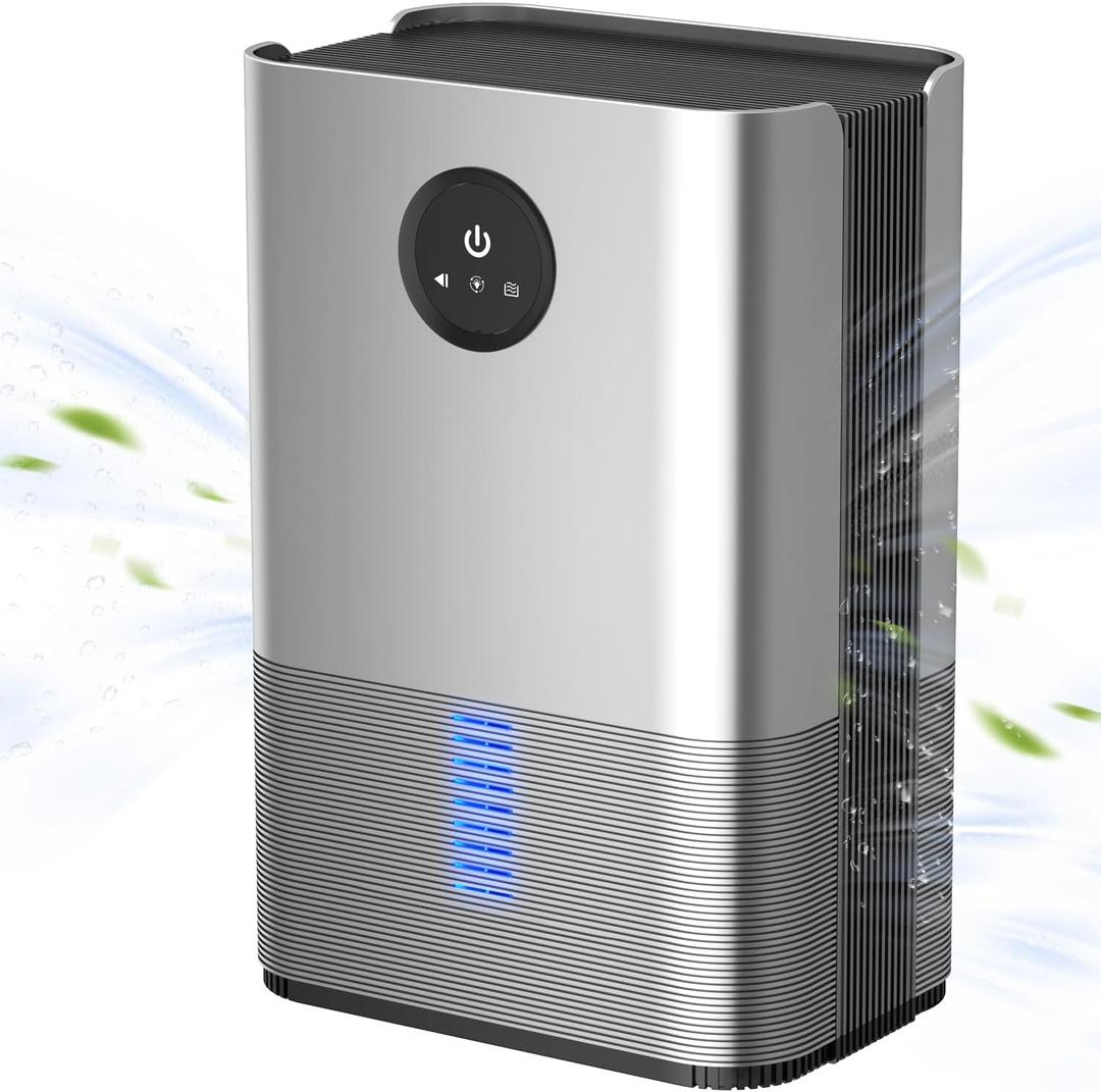 PTHRAOUTA Small Dehumidifier with Drain Hose, (850 sq.ft) Portable Mini Dehumidifiers for Home Auto-off Odor Removal 2 Duak-Core Safe Drainage deshumificador for Bathroom RV Closet Indoor, 50 OZ