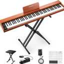Donner Piano Keyboard 88 Keys, Beginner Digital Piano with 88 Key Velocity-Sensitive Keyboard with X-Style Piano Bench