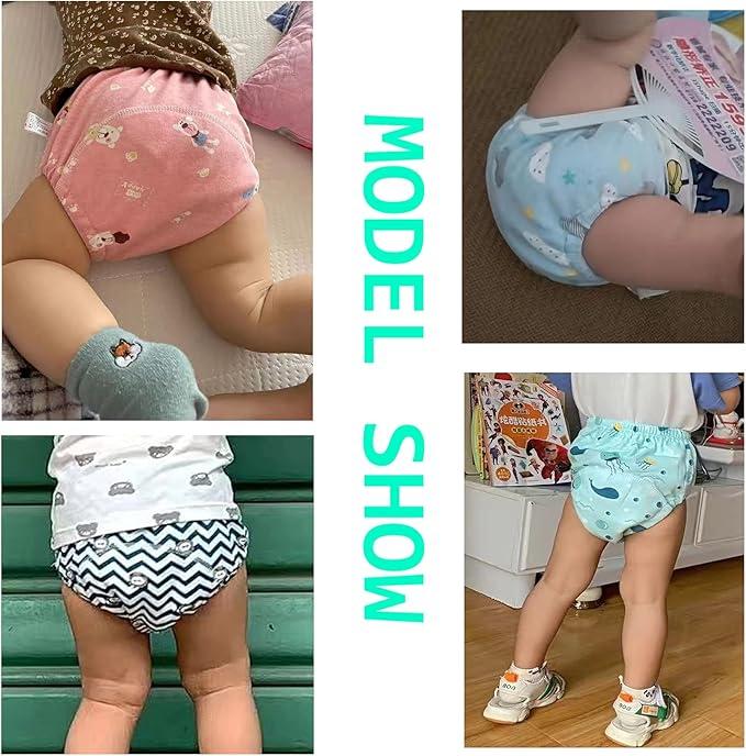 6 Pack Unisex Cotton Reusable Potty Training Underwear Breathable Toddler Boys and Girls Pee Training Underpants Waterproof Training Pants, SIZE 100
