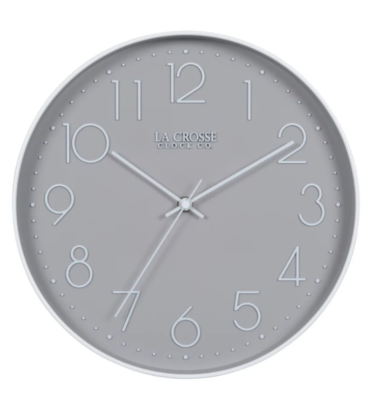 La Crosse Technology 12-Inch Everly Silent Analog Gray Quartz Wall Clock - 404-3831-INT