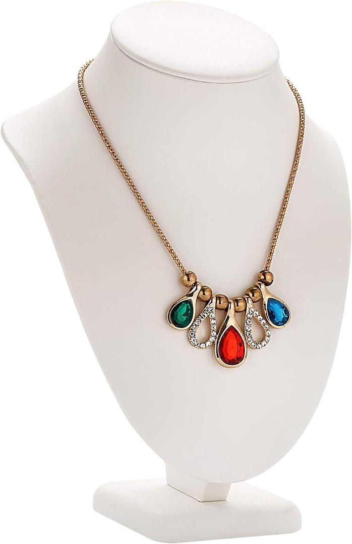 Polmart Modern Necklace Display Bust (White Leatherette, 10 H)