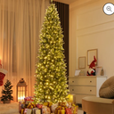 9FT Pre-Lit Christmas Tree Hinged Slim Pencil Xmas with 500 LED Lights & 1298 Tips