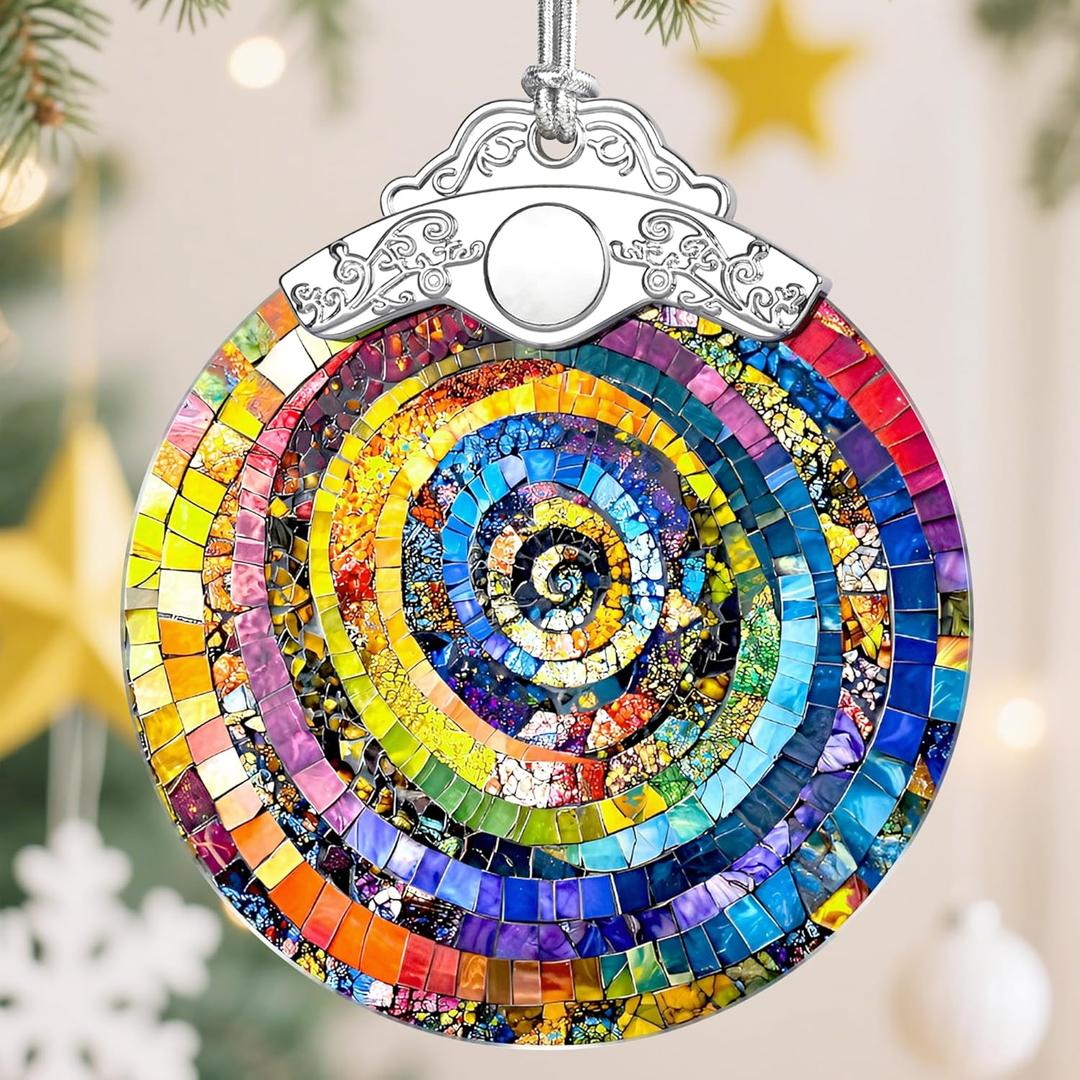 Christmas Ornaments, Christmas Decorations for Tree, Keepsake Ornaments, Holiday Ornament, Holiday & Xmas Gifts, Gifts for Art Lovers & Color Lovers - Rainbow Spiral-Theme