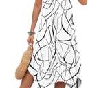 AUSELILY Women's Summer Dresses 2026 Casual Sleeveless Sundress Asymmetrical Hem Midi Tank Beach Dress with Pockets, Medium 