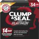 ARM & HAMMER Clump & Seal Platinum Cat Litter, Multi-Cat, 34 lbs