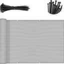 SUNNY GUARD 3'x10' Light Grey Balcony Deck Privacy Screen Fence, Apartments Railing, Heavy Duty Wind Screen for Outdoor,Deck,Backyard,Patio Privacy（We Make Custom Sizes）