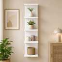 5-Tier Wall Mounted Floating Shelf, 12mm Thick White PVC Closed-Top Shelf, Screw Embedded Drilling Installation, Narrow Vertical Storage Organizer for Bathroom Kitchen Living Room Bedroom, 31.5 x 7.9 x 7.1 in - Extra-Thick Board