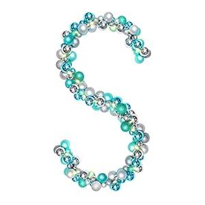 Amooca Christmas Garland Balls Wreath with LED Lights 6ft Window Wall Hanging Ornaments Christmas Tree Decors Holiday Party Home Decoration Blue Silver