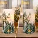 Christmas Flameless Pillar Candles Winter Snowflakes Village Theme Battery Operated with Remote Real Wax LED Flickering Realistic Flame Light Window Christmas Gifts Holiday Home Decor