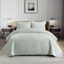 Homzard Velvet King Size Comforter Set, Luxury King Quilt, Light Green Bedding Set, Soft Plush Bedspread, Lightweight for All Season