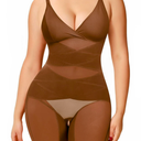 KUMAYES Shapewear Bodysuit for Women - Tummy Control Butt Lifter Fajas Body Shaper V-Neck Body suit Waist Trainer, L